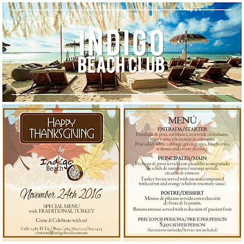 Thanksgiving Dinner at Indigo Beach Club