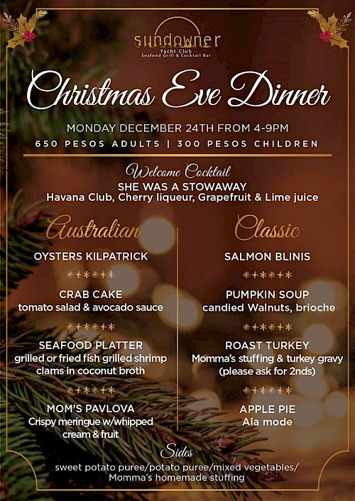 Christmas Dinner at Sundowner Yacht Club