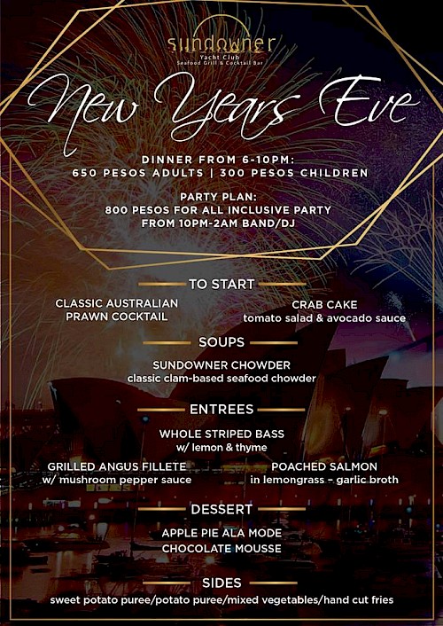 New Year's Eve Dinner and Party at Sundowner Yacht Club